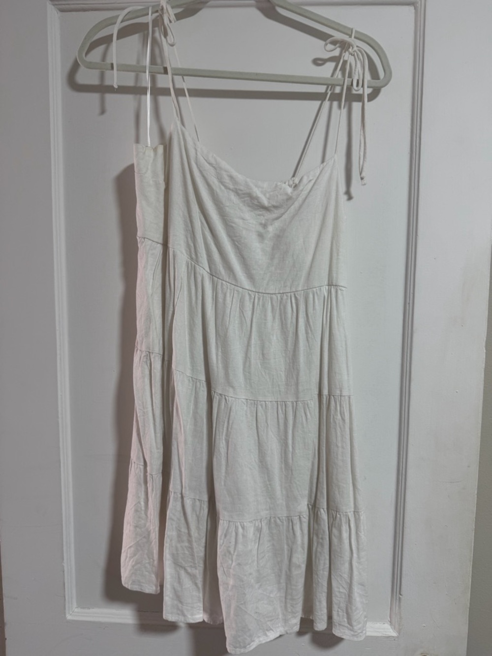 Abercrombie & Fitch White Tiered linen Mini Dress
